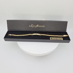 Vtg LADY ALEXIS Bracelet Genuine Ruby Simulated Diamonds Gold Plate 8" In Box